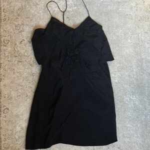Lace Black Spaghetti Silk Strap Dress